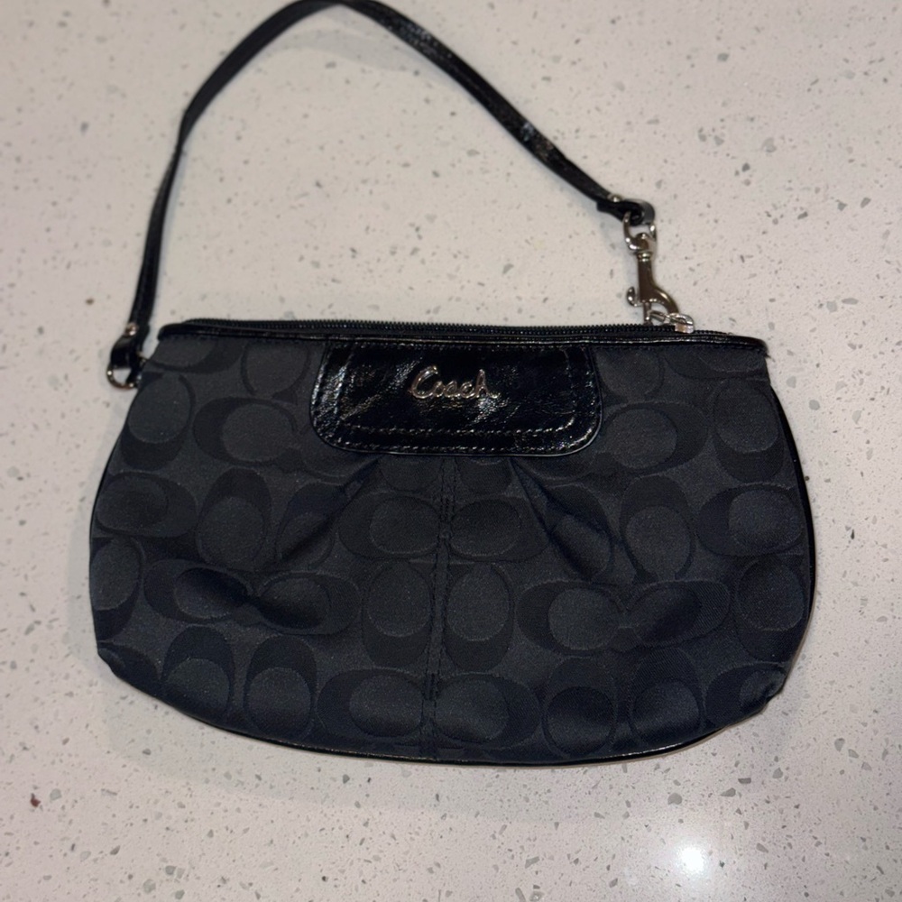Coach Black Signature Wristlet Clutch